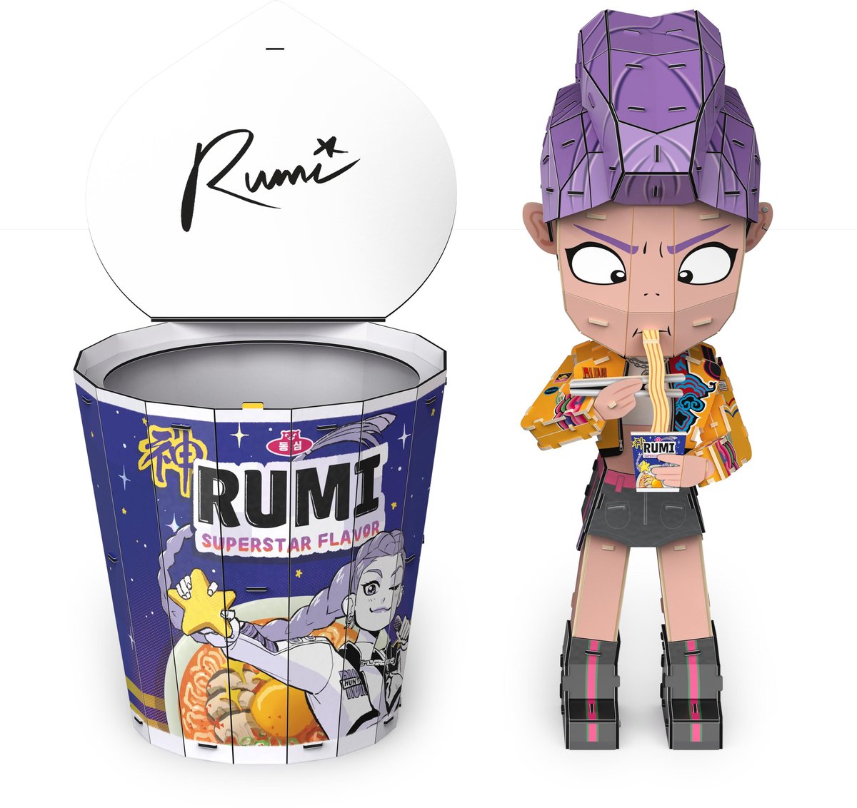 4D Build - kpop demon hunters rumi-kommetje met ramyeon 3d-puzzel - 138 stukjes, verwijderbaar rumi-figuur en displaystandaard