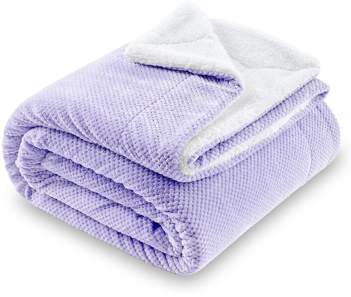 Wafel Sherpa Fleece Sprei Deken, Super Zachte Fuzzy Warm, Lichtgewicht Pluizige Omkeerbare Pluche Deken voor Bed Sofa Bank, 150 cm × 200 cm Lila