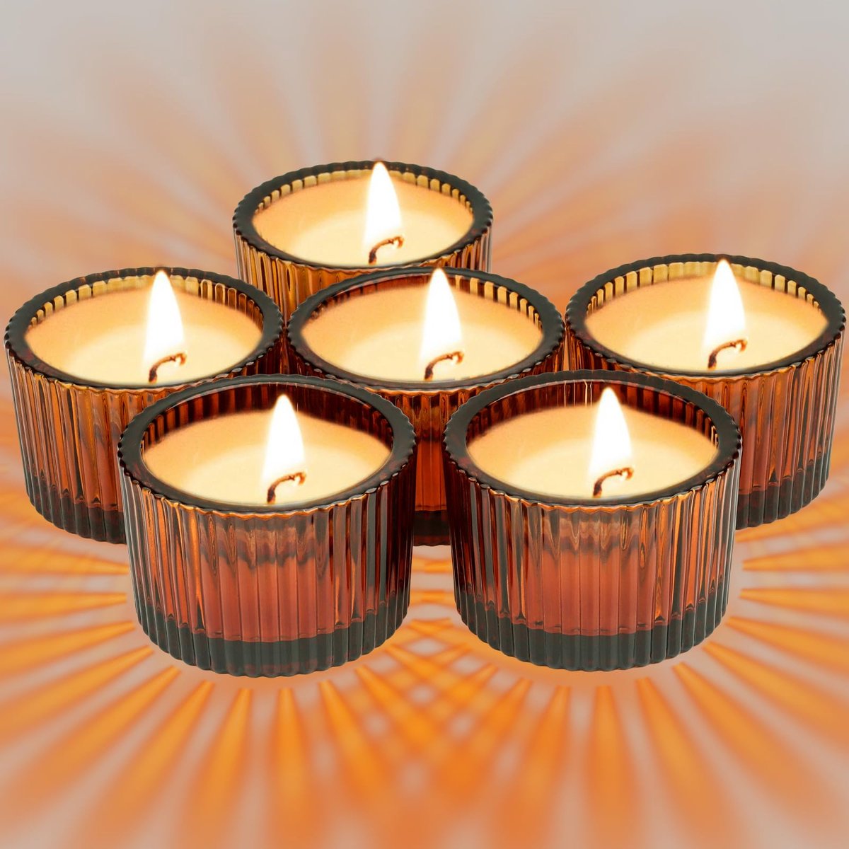 Amber Votiefkaarshouders Set van 12, 5,6 cm x 3,5 cm Glazen Bruin Mini Votief Houder Huisdecoratie, Heldere Theelicht Kaarsen Houder voor Tafel Centerpieces en Bruiloft Decor (Amber)