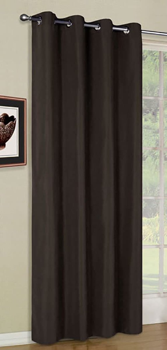 Gordijn ondoorzichtige sjaal met micro satijnen ogen, mat -20405-, 20405, bruin, HxB 225x140 cm