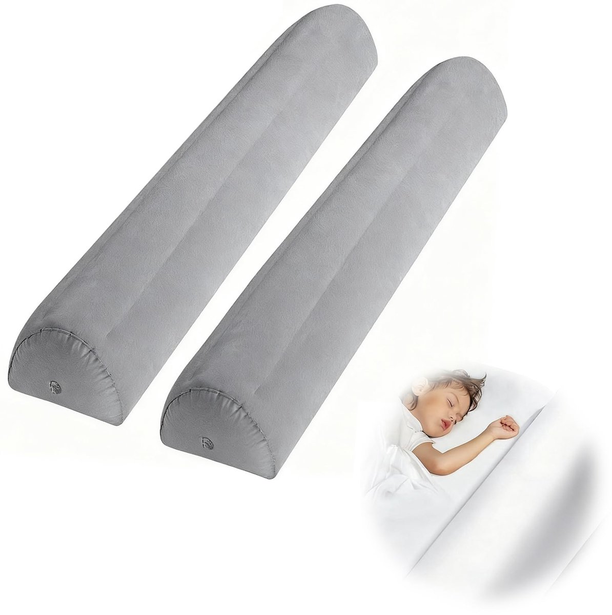 Valbescherming voor bed 127 cm, 2-pack opblaasbare valbescherming met handpomp, bedbescherming voor baby & kinderen, valbescherming voor bed op reis voor kinderen & baby