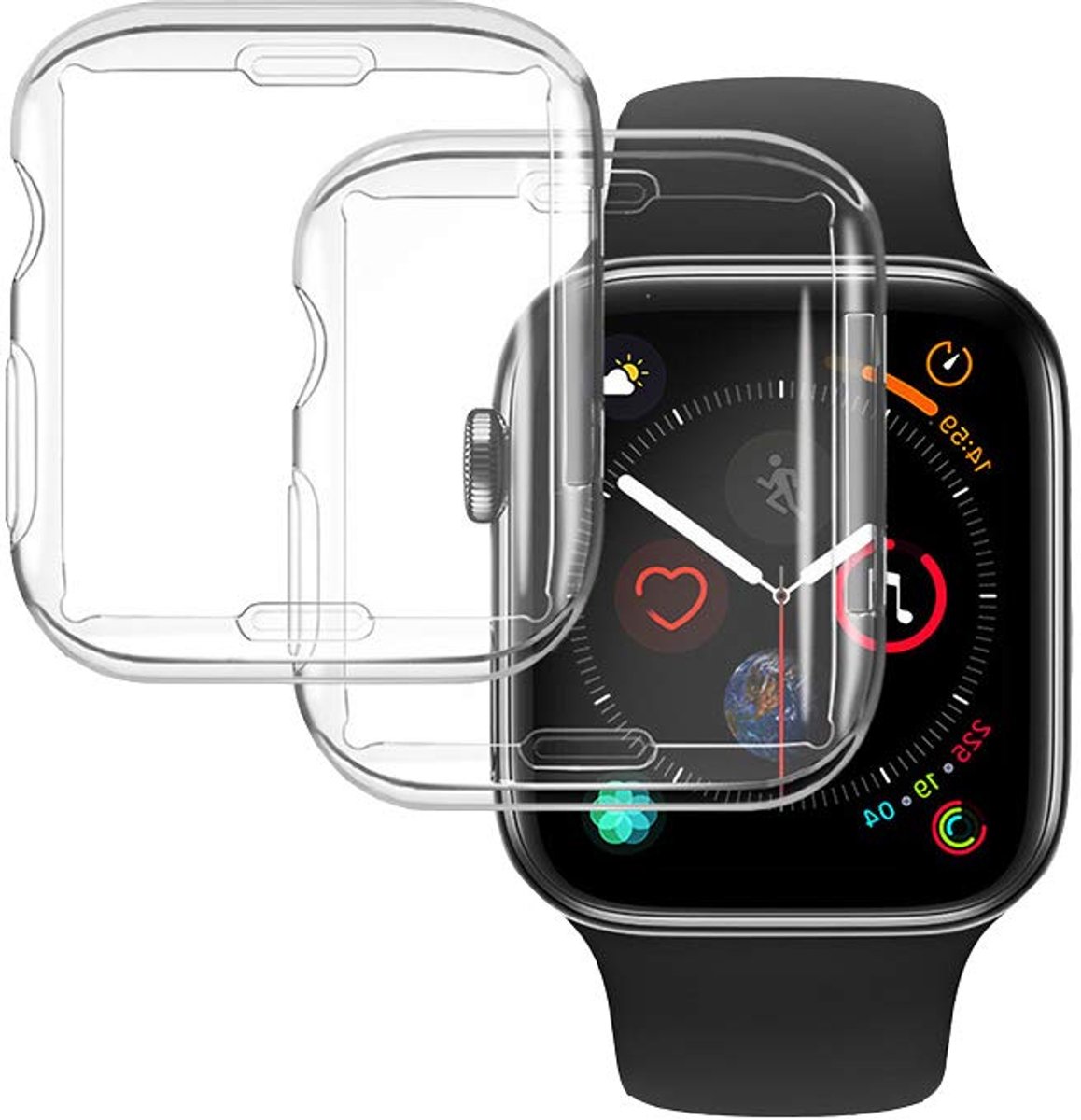 2 Stuks Transparant Hoesje Compatibel met Apple Watch 44mm 4/5 / 6/SE Serie, Screen Protector Hoesje, Schermbeschermer, Beschermhoes voor iWatch 44mm Serie 4/5 / 6/ SE