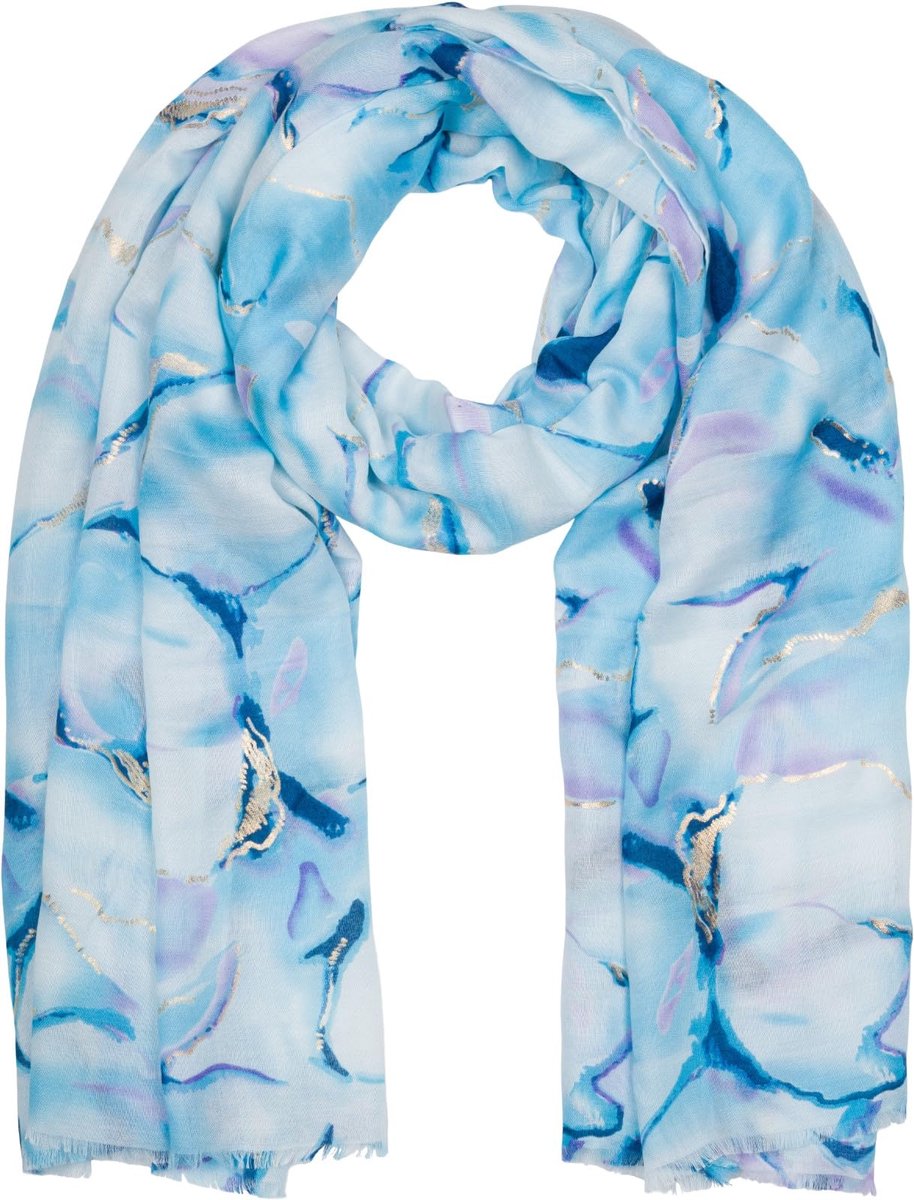 styleBREAKER Damessjaal met aquarel marmerpatroon en metallic accenten, lichte doek in pasteltinten, stola 01016229