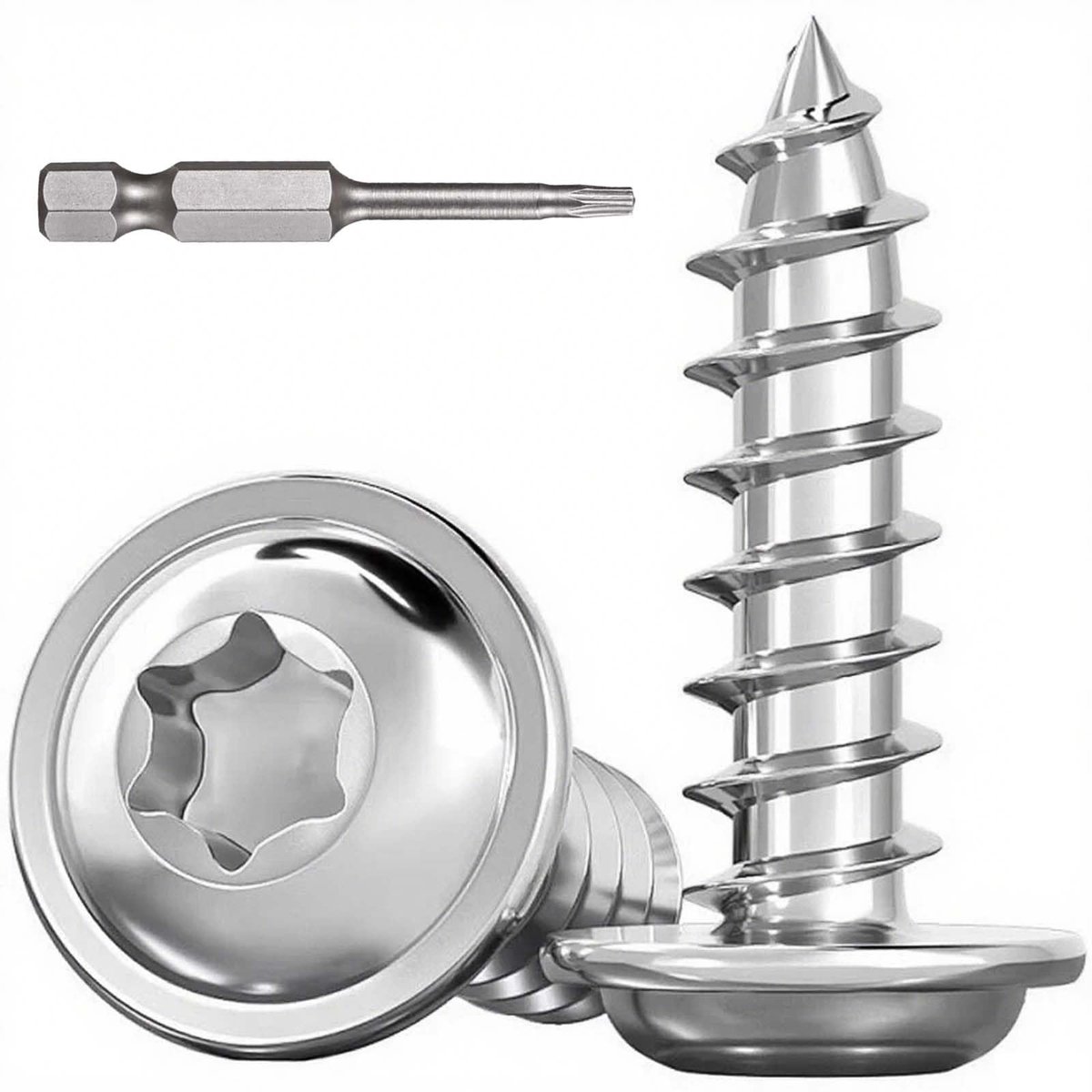 Plaatschroeven, Torx M3 x 10 mm, plaatschroeven roestvrij staal, A2 V2A, lenskopschroeven, hout, zelftappende schroeven met schroevendraaier, volledige schroefdraad