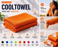 Royal Wellness - Cooltowel Sporthanddoek - Koelhanddoek - Ultralicht & Sneldrogend - Fitness, Yoga & Hardlopen - Sunset Orange