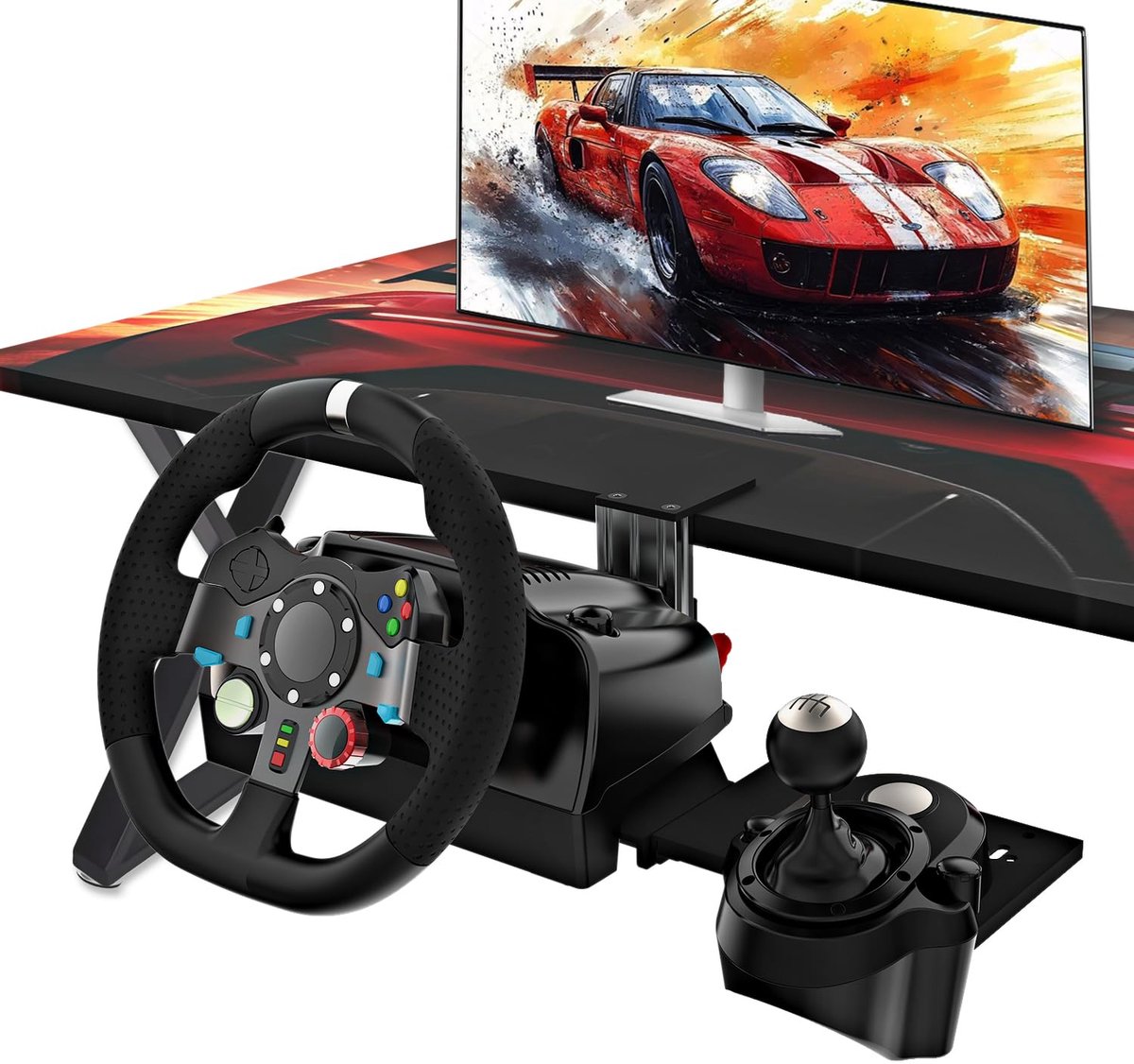 STARTS 1x Tischhalterung Klemme Sim Racing Radständer Cockpit Radständer Racing Lenkung Schalthebelhalterung passend voor Logitech G25 G27 G29 G920 G923 Thrustmaster T248 T300 T-GT TS-PC T500 T818