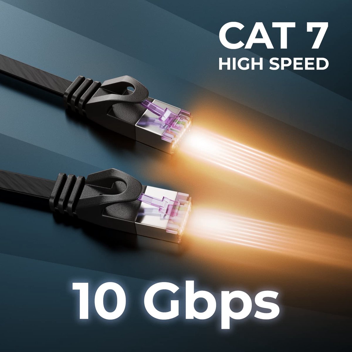 deleyCON 3,0m Platte Cat7 Netwerkkabel (Cat 7 met 10 Gbit/s) Gigabit LAN - RJ45 Ethernet Patchkabel Installatiekabel Plat - voor Internet Switch Router Modem Patchpaneel - Zwart