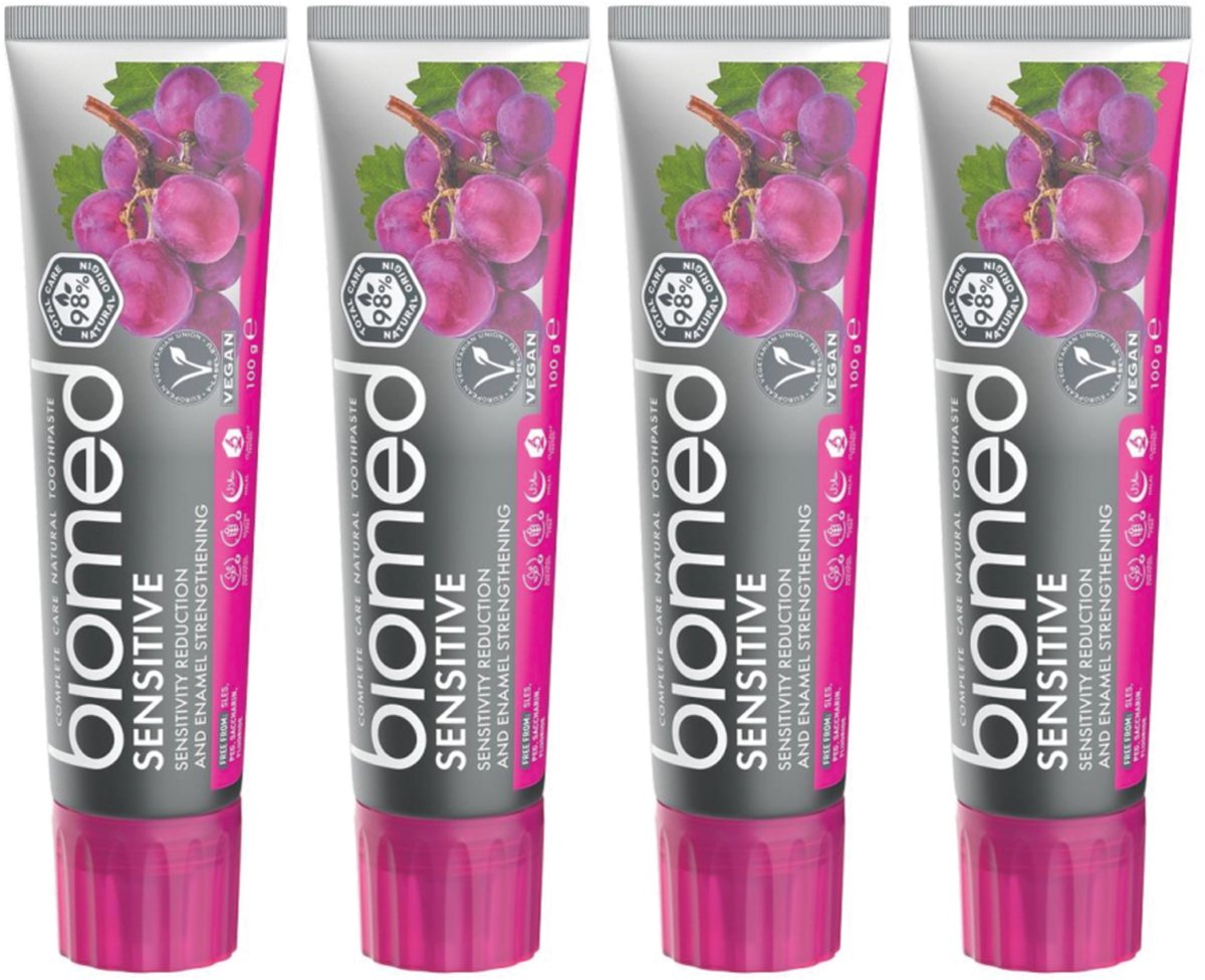 BIOMED Sensitive - Tandpasta voor gevoelige tanden - Versterkend, fluoridevrij, 4-pack