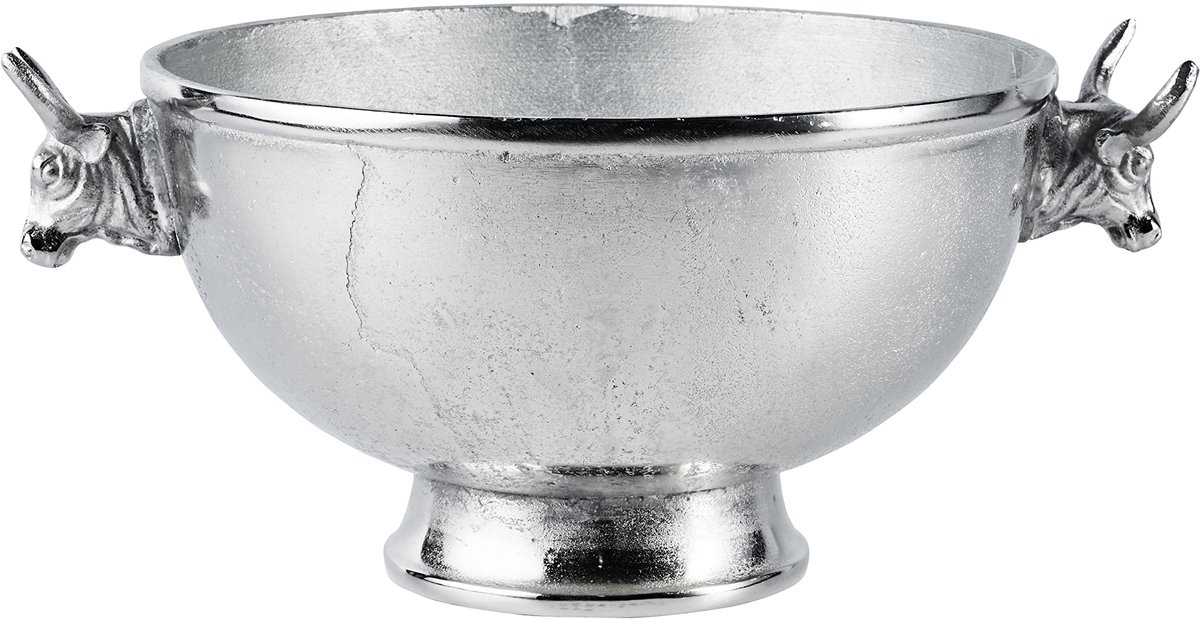 "Stierkkop" decoratieve plaat serveerplaat aluminium zilver decoratieve rond - decoratieve schaal modern van metaal voor woonkamer of badkamer - tafeldecoratie bruiloft 31 of 40 cm (31x21x14 cm