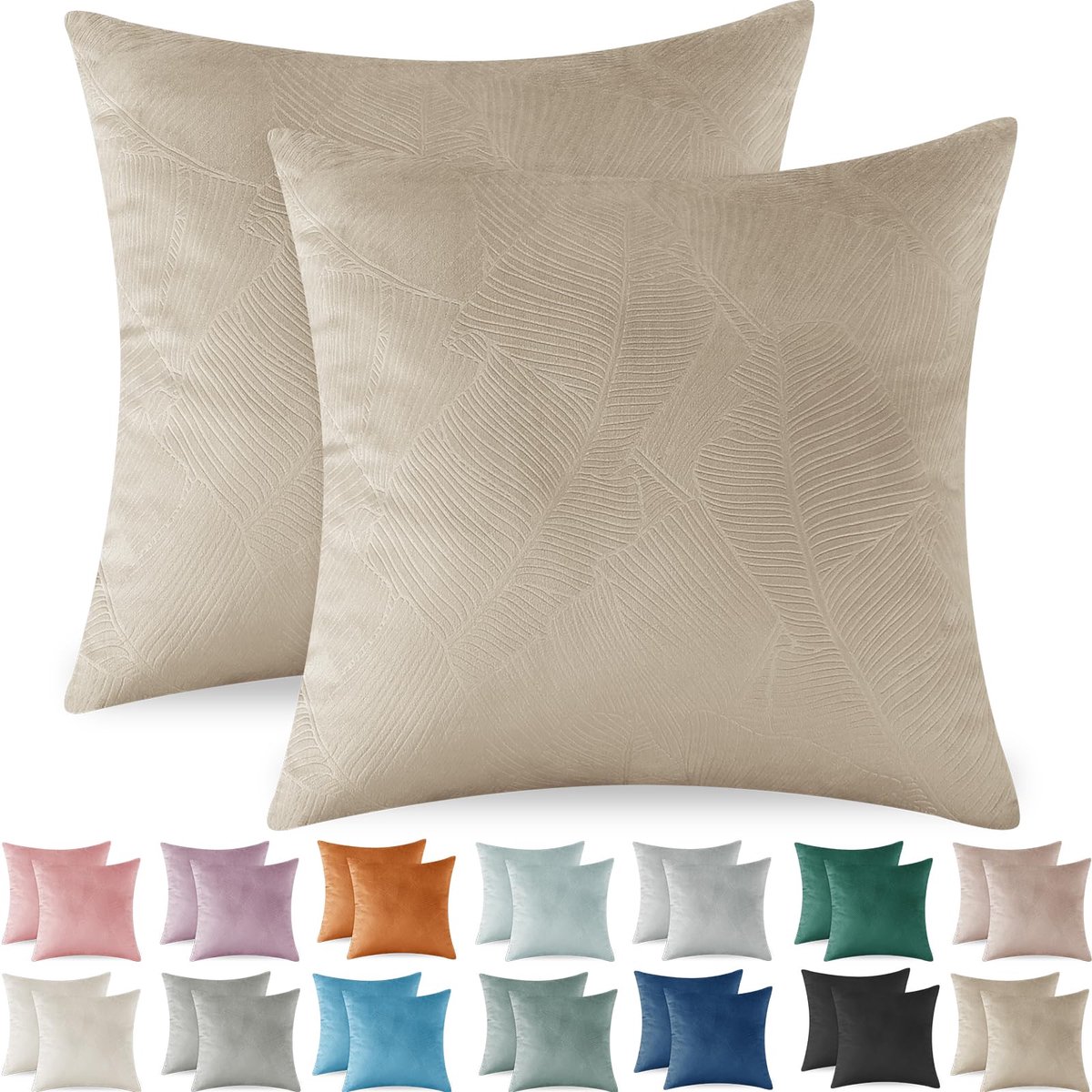 Kussensloop 40x40 Corduroy Kussenhoes Zacht Kussenbeschermer, Modern Sofa Decoratief Kussenhoesje voor Woonkamer Slaapkamer, Hypoallergeen Ademend Kussenomslag Set van 2, Camel