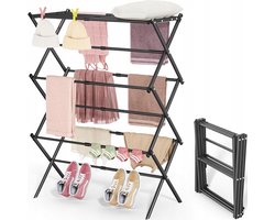 Droogrek - Kledingrek - inklapbaar en opvouwbaar - breedte verstelbaar 40-71 cm - 6 lagen met 11 stangen - compact en draagbaar - geschikt voor badkamer en kamperen