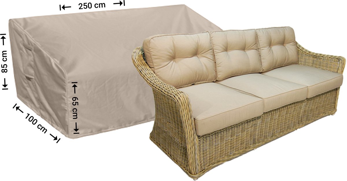 Raffles Covers Loungebank hoes - 250 x 100 H: 85 cm - RLB250shaped - Waterdicht - Ademend - UV-bestendig - Elastisch rijgkoord - Beschermhoes tuinmeubelen
