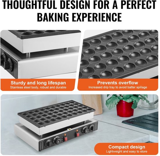 Cherrys Finds - Poffertjes Maker - 50 Stuks - Mini Nederlandse Pannenkoek - Wafelmaker - Dorayaki Machine - Wafelijzer - Non Stickplaat -Professioneel - Keuken - Koken - Zwart — afbeelding 3