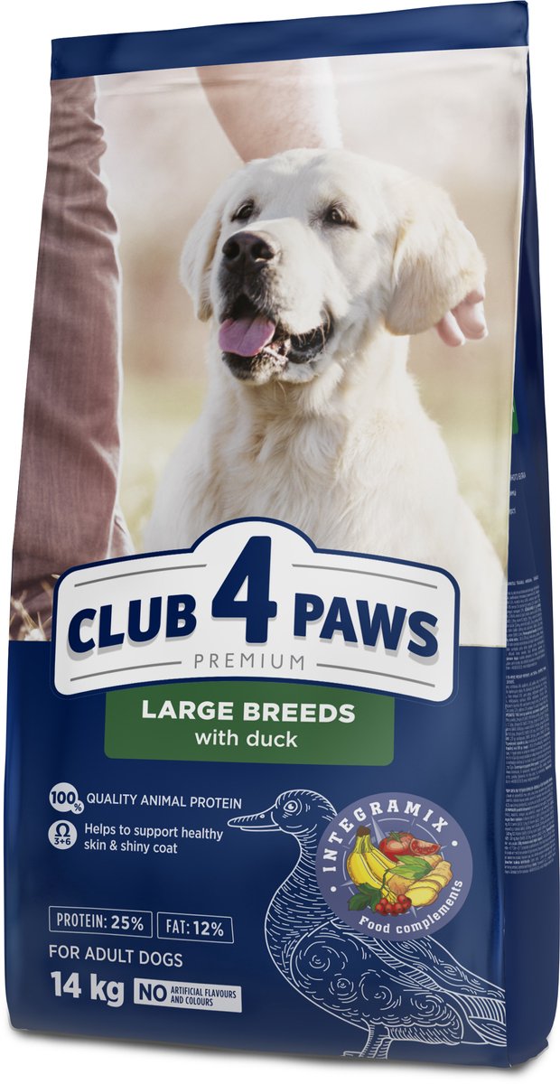 Cub 4 Paws Club 4 Paws premium droogvoer droogvoer met eend large breeds 14 kg