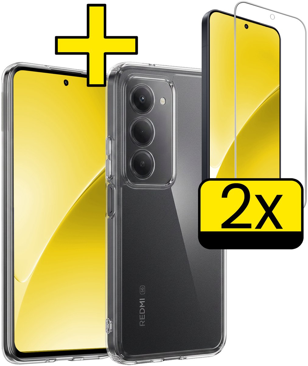 Hoesje - Met 2x Screenprotector - Geschikt voor Xiaomi 15 - Sterk & Shockproof - Back Cover - Siliconen Case - Telefoon Hoes - Telefoonhoesjes - Transparant