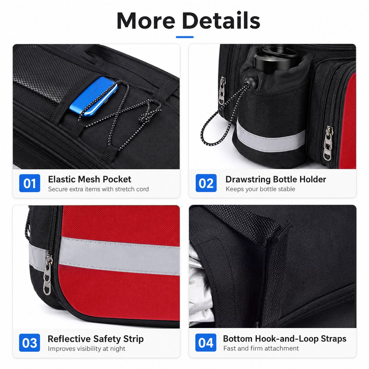 Waterdichte Fietstas Achterop Fiets – 27L Uitbreidbare Bagagedragertas – Touring Fietstas voor Lange Afstand – Met Regenhoes en Reflecterende Details – Rood – 1 Stuk — cadeau in Sport & Outdoor - foto 5