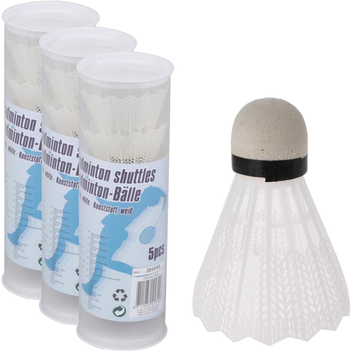 Witte Badminton shuttles - 15x stuks - kunststof - 7 cm - shuttles voor spel - sport - vakantie