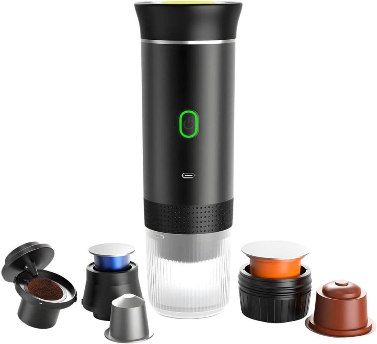Draagbare Koffiemachine - Mini Espresso Maker - Reizen en Kamperen - 3-in-1 Compatibel - 60 ml - Zwart