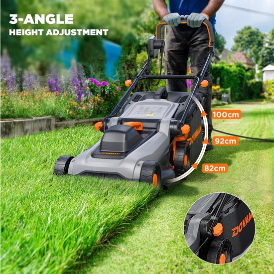 Zerova Elektrische Grasmaaier - Kooimaaier - handgrasmaaier - 40L Grasopvangbak - Opvouwbare Handgreep - 36cm Maaibreedte - Zwart — afbeelding 5