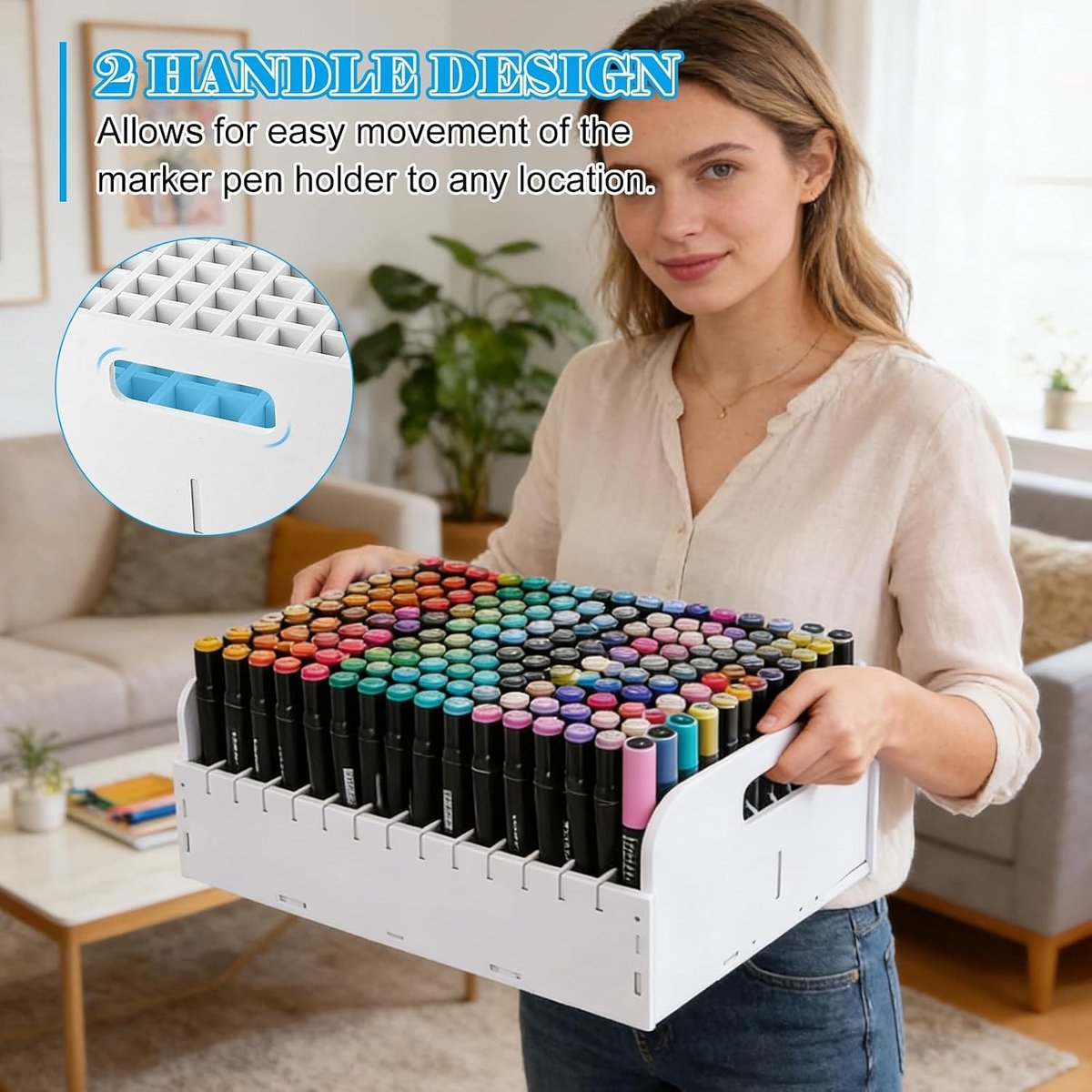 Bureau-organizer met 204 vakken voor pennen, markers en kantoorbenodigdheden, 39,5 x 27 x 9 cm, ideale opslagoplossing voor een opgeruimd bureau