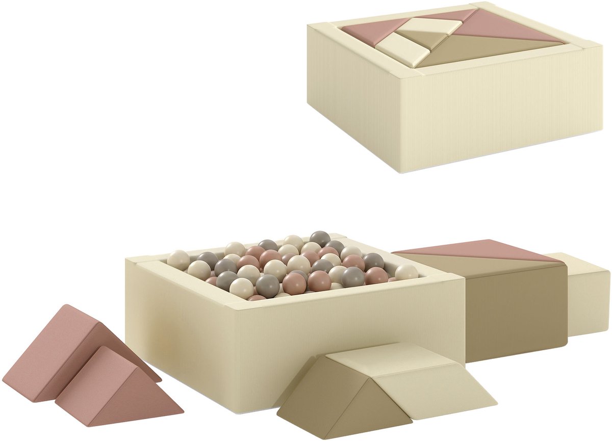 AIYAPLAY Kinderspeelset met zachte speelmat - Corduroy - 80 x 80 x 30 cm - Meerkleurig
