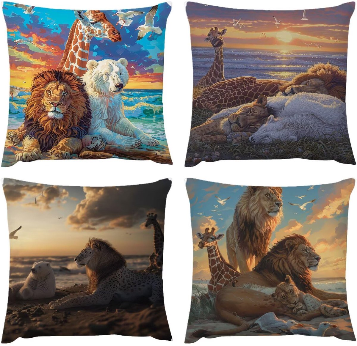 waterdichte kussensloop, 4 stuks, 50 x 50 cm, outdoor kussen, stranddieren, 20 x 20 cm, weerbestendig, sierkussen, kussensloop, decoratie voor kussen, bed/bank, stof, superzacht ademend