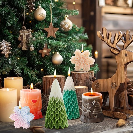 Kaarsvormen om te gieten, 3 stuks, kaarsvorm, Kerstmis, kaarsvormen, siliconen vormen, kaarsgietvormen, siliconen vorm, kaarsen voor kerstdecoratie — afbeelding 2