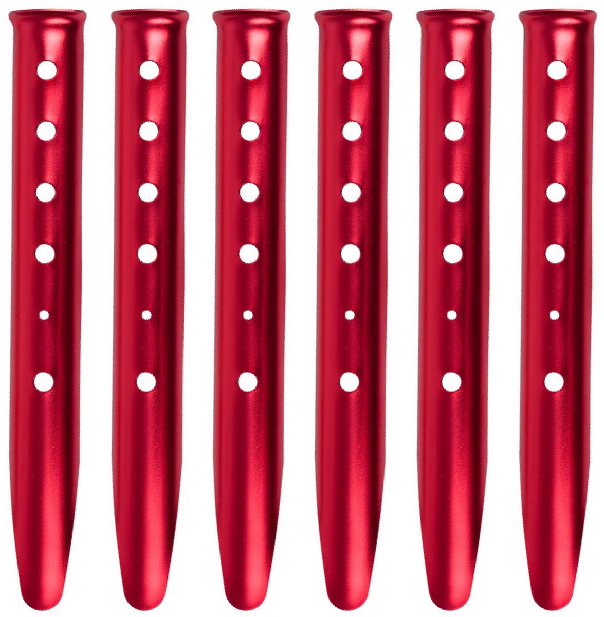 Tentharingen, 6 stuks, robuuste metalen haringen, sneeuwharingen van U-aluminium, voor camping, picknick, strand (rood, 31 cm)