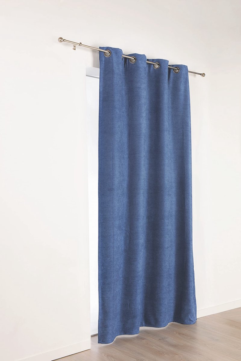 Gordijn met Oogjes, Polyester, Blauw Blauw, 140 x 260 cm