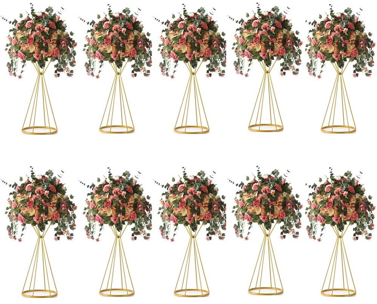 Vaas Centerpiece Stands Tall Centerpiece Risers 10 stuks, Dual Coned, voor Tafelblad Bloemstuk, Evenement Decoratie, Creatieve Bruiloft Centerpiece 20 inch Goud