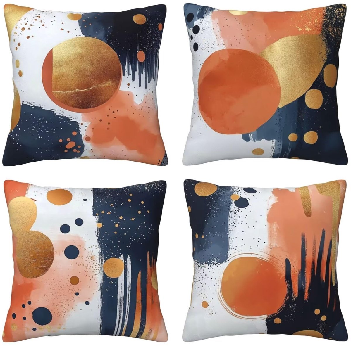 Kussenhoezen voor bank, 65 x 65 cm, set van 4, fluweel, met verborgen ritssluiting, abstracte geometrische vorm, vierkant, voor bank, woonkamer, slaapkamer en stoel, decoratief, I1259