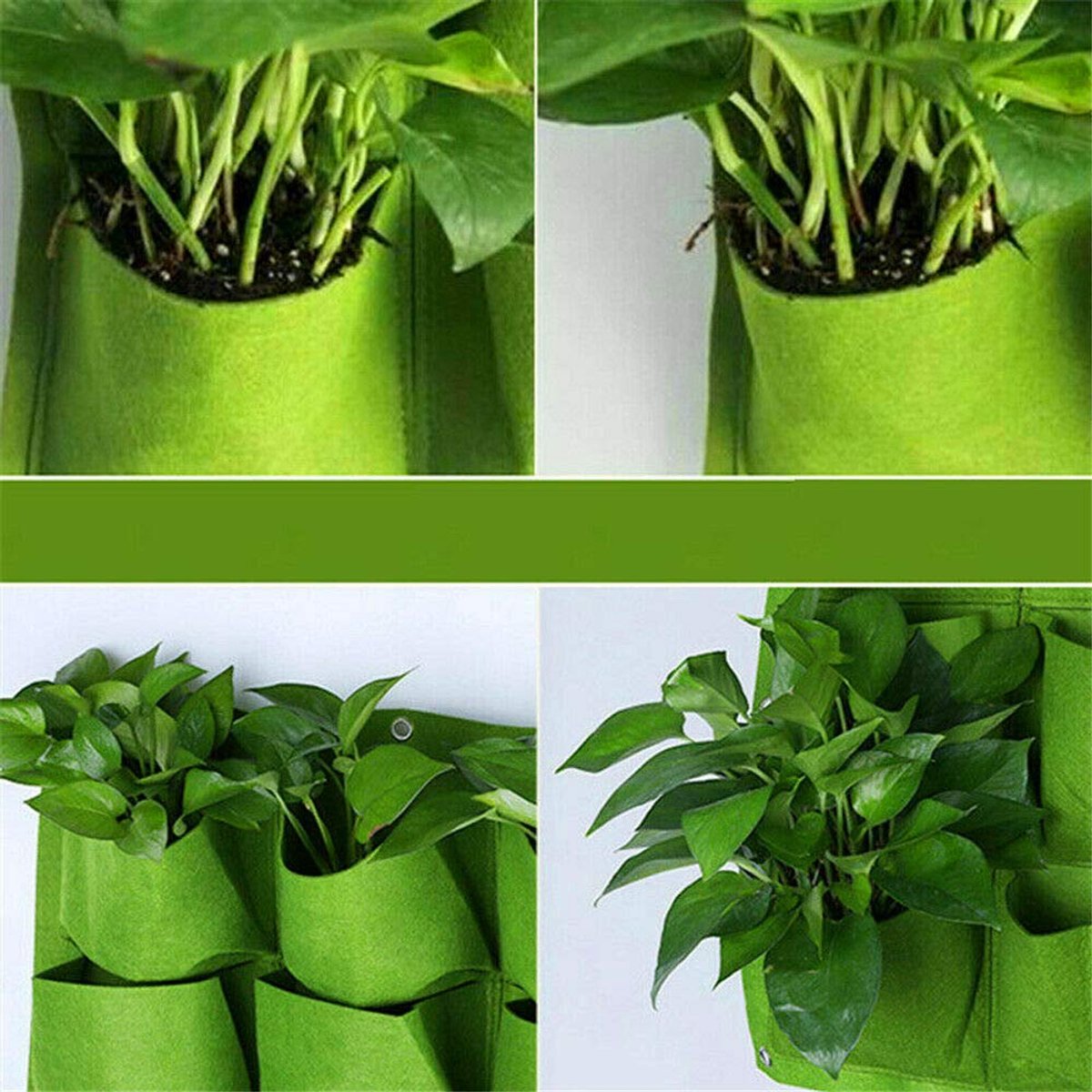 2 stuks groene tuin verticale plant multi-pocket wall mount Living Growing Bag vilt kruidenpot binnen / buiten - 9 zakken (50 x 50H)