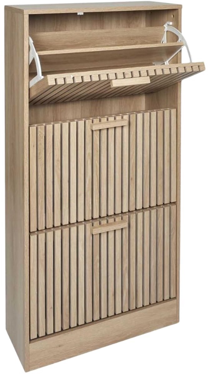 Kast met 3 Lades - Schoenen Opbergsysteem - Bruin - Schoenenrek - Hal Organizer - 18 Paar - STRIATA