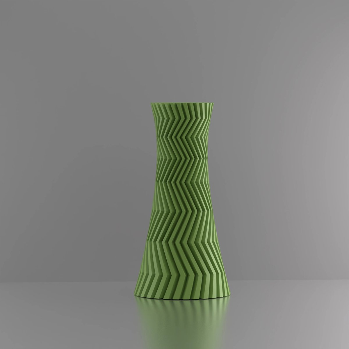 3d-gezellig Illusie - Vaas - Waterdicht - Lichtgroen - Maat 35 cm - Kunststof - Modern - Bloemenvaas - 100% gerecycled PLA (bioplastic)