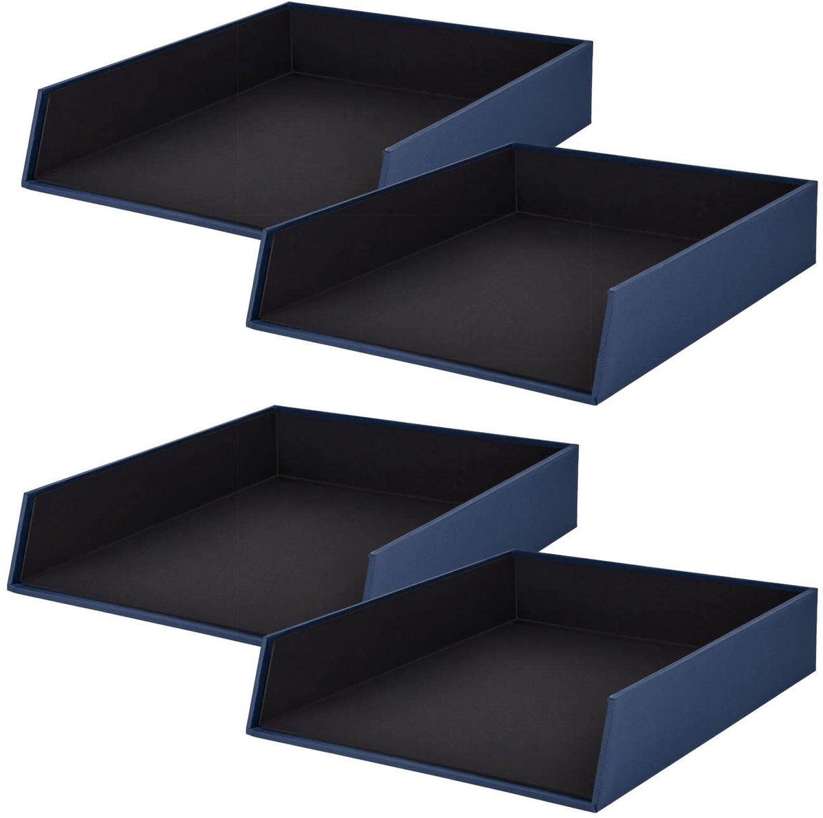 1335452900-4 - S.O.H.O ordnerbakje voor DIN A4, Navy, 4 stuks, stapelbare ordnerbakjes, brievenbak 26 x 6 x 32 cm