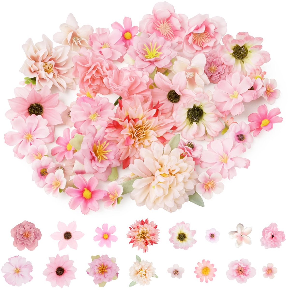 Set met kunstbloemen voor volwassenen, mini-bloemen, 56 stuks kunstbloemen zoals echte kunstbloemen, balkon, outdoor, weerbestendig, kunstbloemen voor binnen en buiten (gemengd)