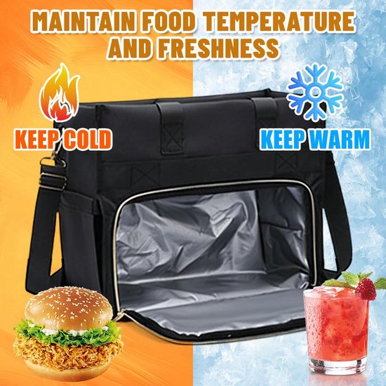 Lunchtas voor dames, 15,6 inch laptoptas met geïsoleerd lunchvak, 2-in-1 zakelijke tas met koelvak, waterdichte werktas voor kantoor, school, leraar, cadeau (zwart) — afbeelding 2
