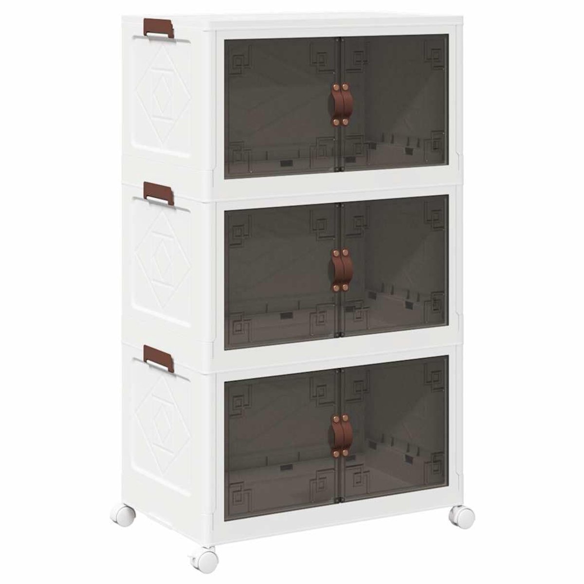 Opbergbox stapelbaar met wielen 3-laags 75 L 64x39,5x110,5 cm, opbergdoos, keuken opbergcontainer, plastic opbergdoos, opbergcontainer