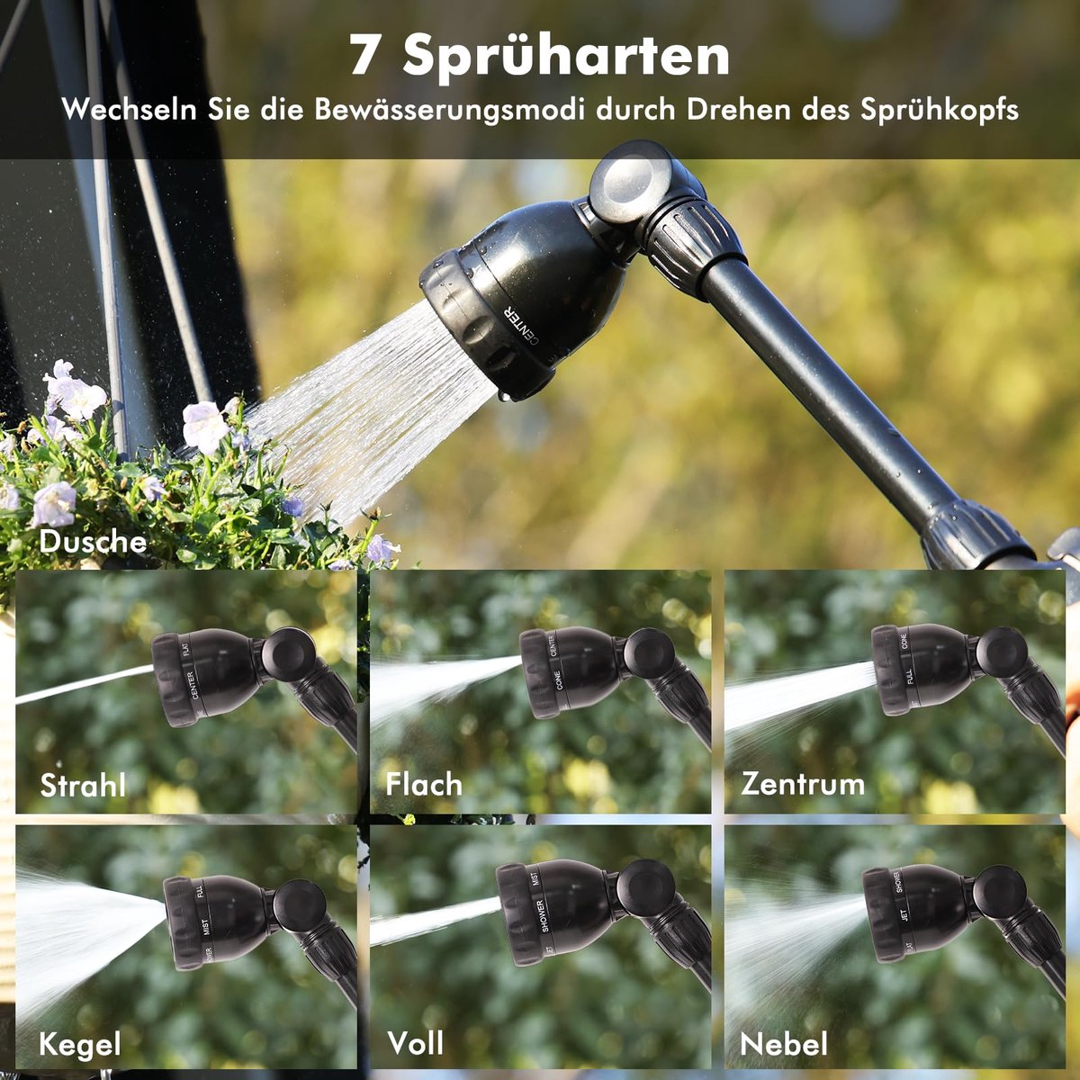 Metalen Tuinsproeier - Slangverstuiver Gazon - Planten Water Geven - 180 Graden Draaibare Kop - 42 cm - Zwart