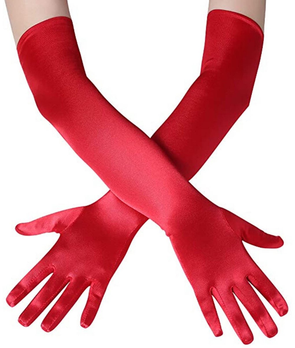 Dailygoods - CHENGZI Satijn Elastische Satijn Cosplay Halloween Handschoenen Fluwelen Bruiloft Handschoenen Vinger Opera Avond Party Handschoenen voor Vrouwen