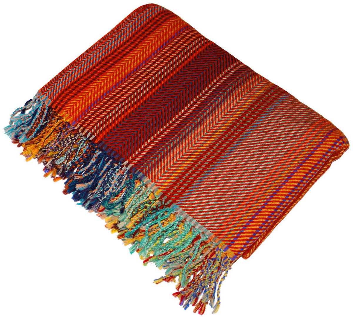 Wollen deken, jacquard, geweven 100% wol van merinolam, meerkleurig, wollige deken, woondeken, bankdeken, woondeken, 9621177