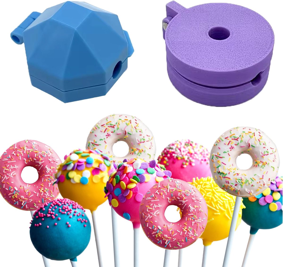 Dailygoods- Pop-taartvorm 2 stuks - Ronde Bakvorm - Taartstokjes - 3D Taartsticks - Herbruikbaar - Makkelijk te verwijderen