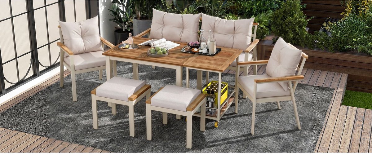 YYchan loungeset voor buiten - 7 personen - beige - 171 x 35 x 81 cm