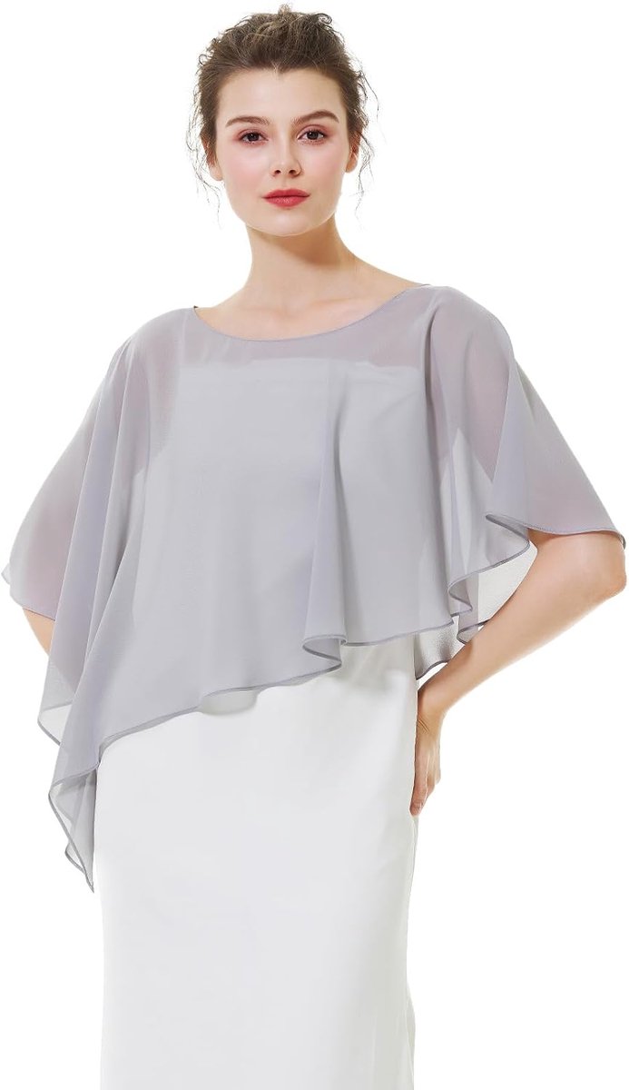 Chiffon Sjaal Stola Dames Feest Capeletten Gaas Bolero met Knoop voor Bruidsgasten Zomer Bruiloft
