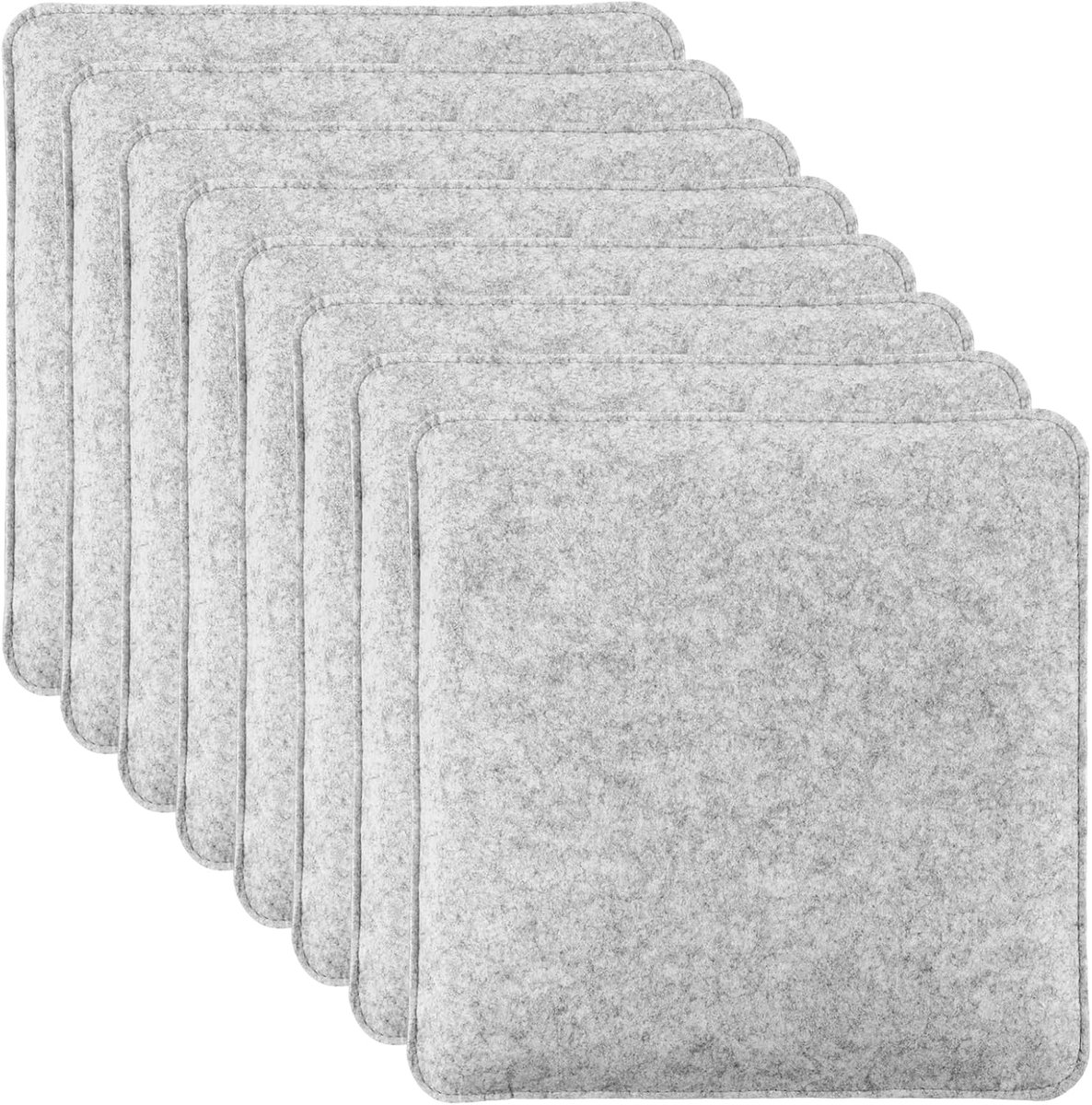 8 stuks antislip vilten zitkussens, rechthoekig, 35 cm, stoelkussens met antislipnoppen voor alle soorten stoelen, voor binnen en buiten, lichtgrijs