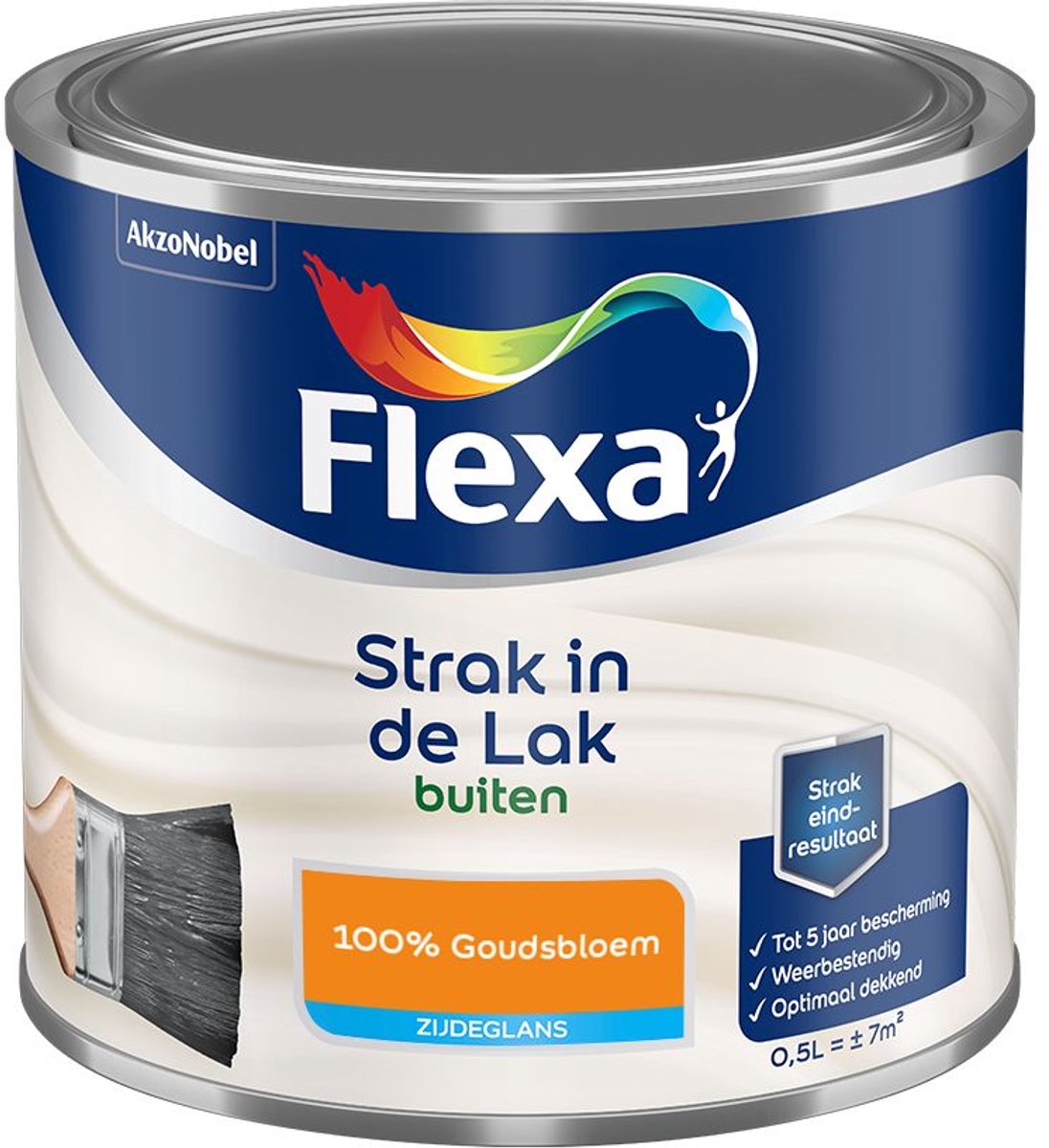 Flexa - Strak In De Lak Buitenlak Zijdeglans - 100% Goudsbloem - Mengverf - 500 Ml