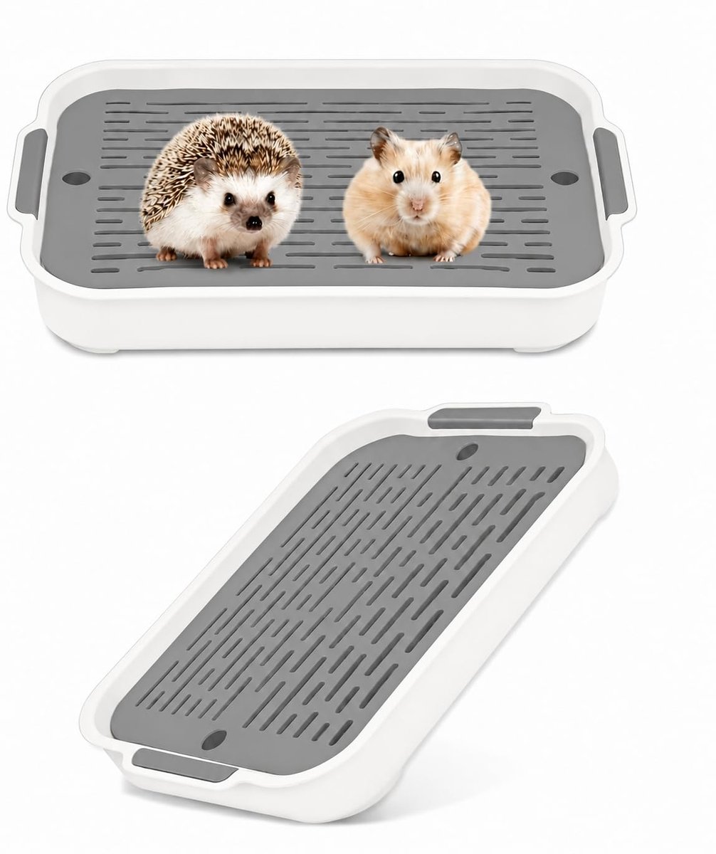 Dienblad voor konijnentoilet, konijnentoilet, klein, konijnentoilet voor kleine dieren, konijnen, cavia's (klein, wit)