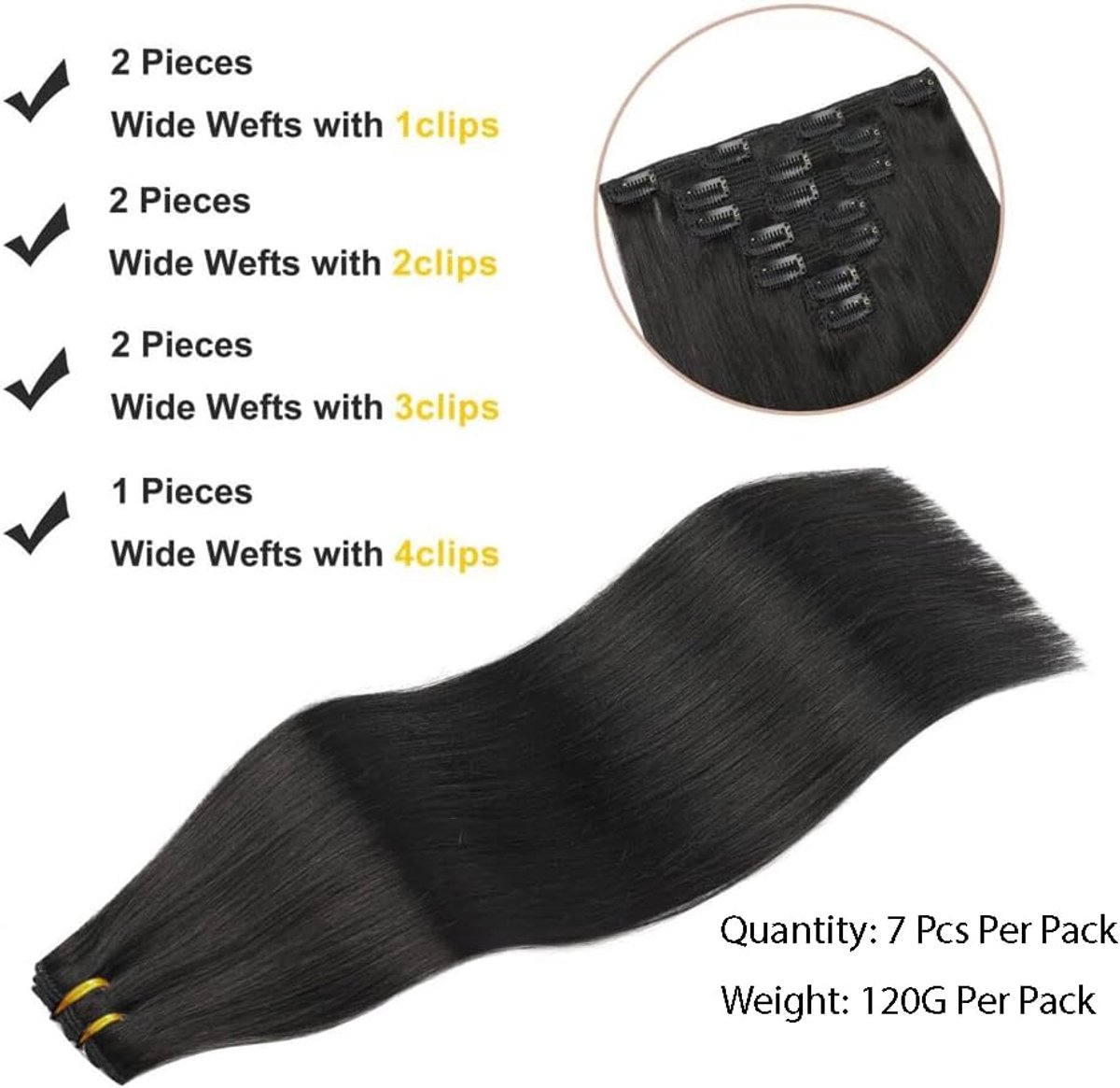 Clip in Extensions Human Hair Silky Straight Human Hair Extensions Clip in Invisible Hairpin #33 Reddish Brown 7pz 30 cm 120g Unprocessed Remy Hair for Women 12 Inch