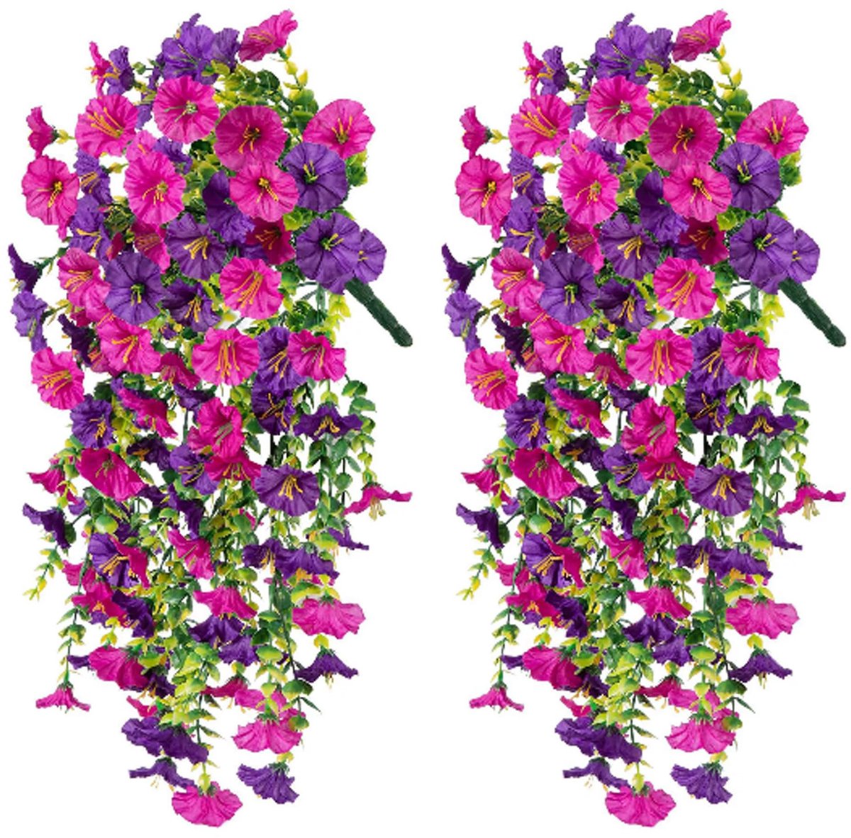 2 stuks kunstplanten, hangende kunstplanten, hangende kunstbloemen, decoratie, kunsthangende bloemen, decoratie, kunsthangplanten, bloemen, voor bruiloft, tuin, wanddecoratie (magenta)