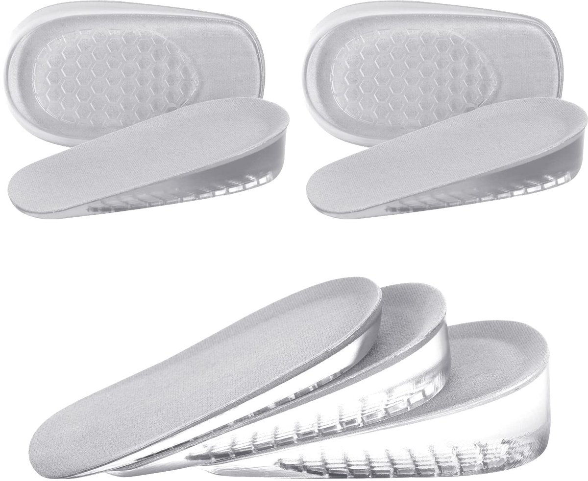 Hoogte Toename Inlegzolen, 2 Paar Gel Verhogen Binnenzool Inlegzolen Hiel, Onzichtbare Hak Heffen Half Inserts Schoen Pads,Mannen Vrouwen Schokabsorberende Schoen Inserts(Grijs) (1.5cm（Vrouw/M）)